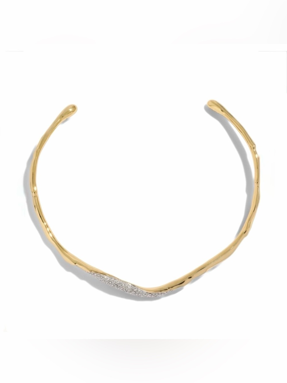 NEW Alexis Bittar Solanales Skinny Collar Necklace Gold Clear CZ AU02